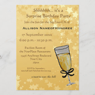 Forty Years Old Birthday Champagne Toast Invitation