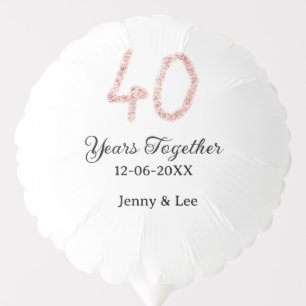 Forty years together black pink glitter bold lette balloon