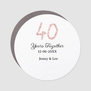 Forty years together black pink glitter bold lette car magnet