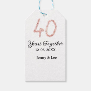 Forty years together black pink glitter bold lette gift tags