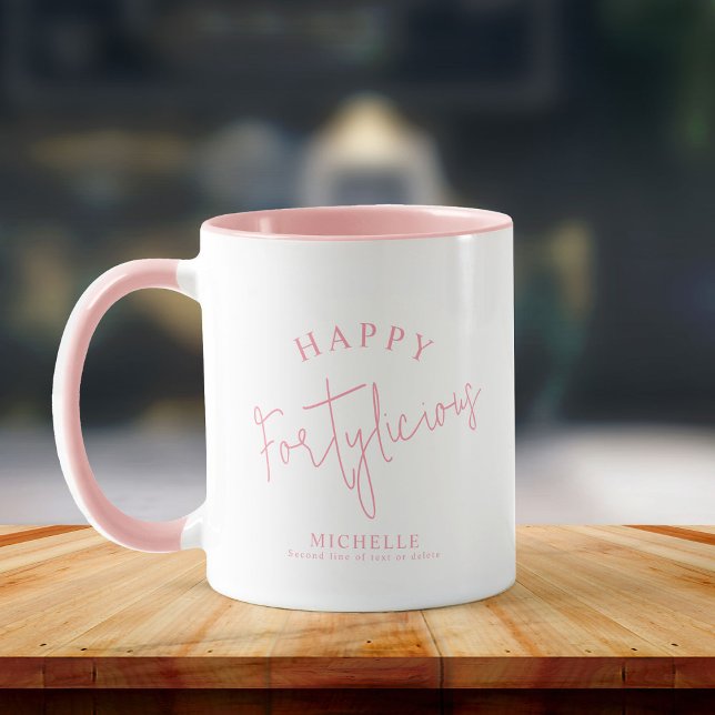 Fortylicious 40th Birthday Gift Fun Elegant Script Mug (Creator Uploaded)