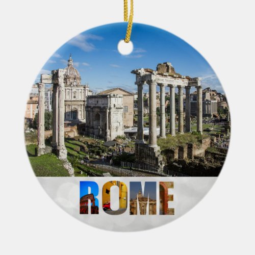 Forum Ruins Rome Italy Travel Photo Christmas Ceramic Ornament