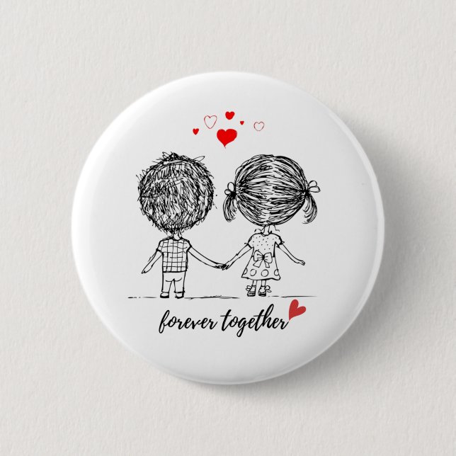 Forver Together Design for Couples  Button (Front)