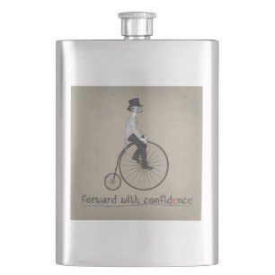 Forward With Confidence Vintage Bicycle Hip Flask