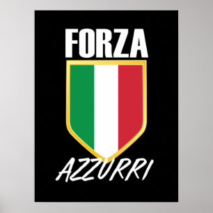 Forza Azzurri Italy Flag Soccer Poster