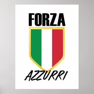 Forza Azzurri Italy Flag Soccer Poster