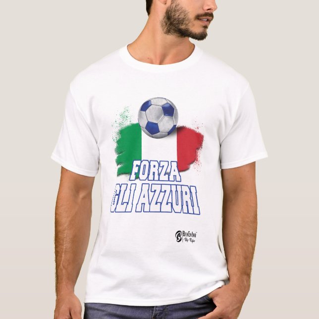 Forza Gli Azzuri Version 3 White  T-Shirt (Front)