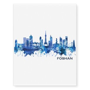 Foshan China Skyline Blue Temporary Tattoos