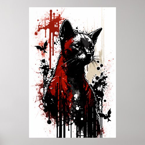 Fossa Cat Ink Painting Poster