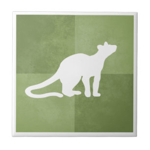 Fossa Madagascar endemic catlike carnivore green Ceramic Tile