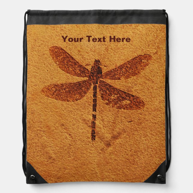 Fossil Dragonfly Drawstring Bag (Front)