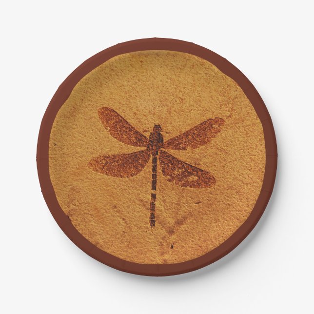 Fossil Dragonfly Paper Plates (Front)