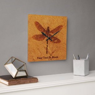 Fossil Dragonfly Square Wall Clock