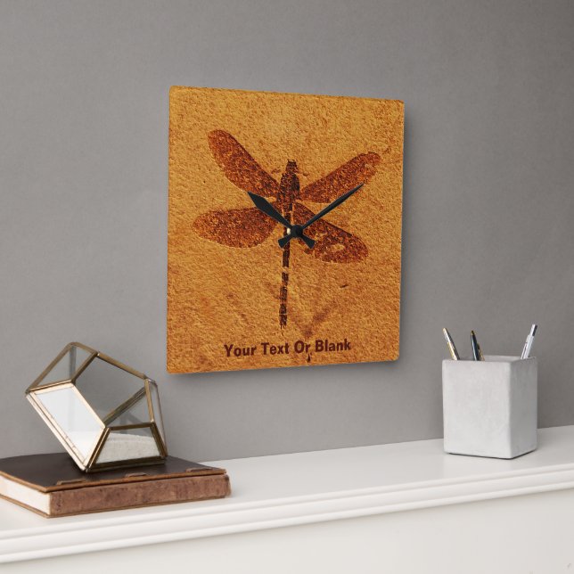 Fossil Dragonfly Square Wall Clock (Office)
