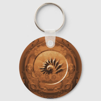 Fossil fractal mirror keychain