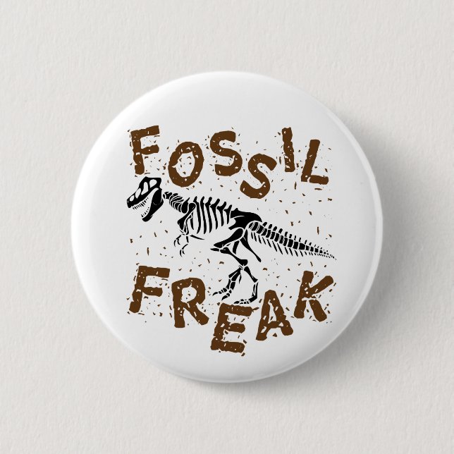 Fossil Freak Paleontology Dinosaur Bones Button (Front)