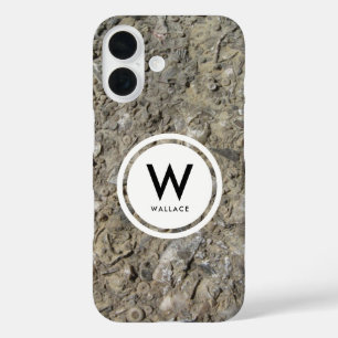 Fossil Hash Limestone Monogram iPhone 16 Case