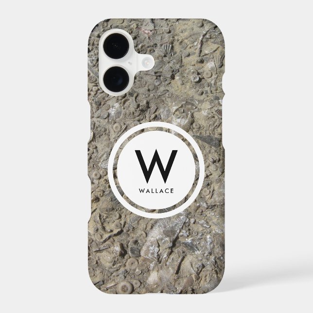 Fossil Hash Limestone Monogram Case-Mate iPhone Case (Back)