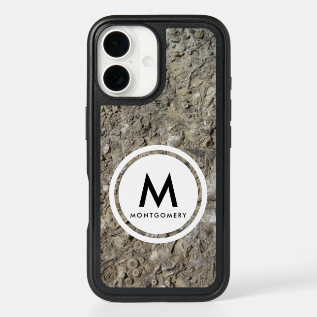 Fossil Hash Limestone Monogram Otterbox iPhone Case (Back)