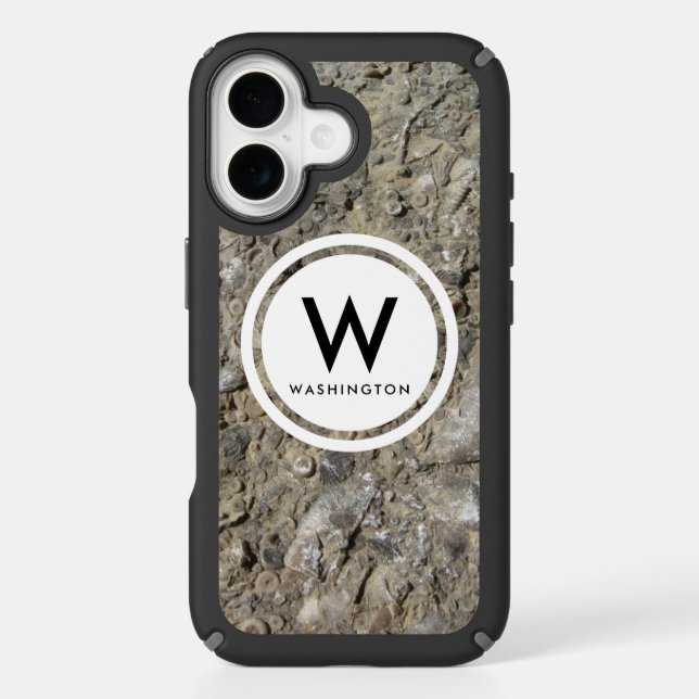 Fossil Hash Limestone Monogram Speck iPhone Case (Front)