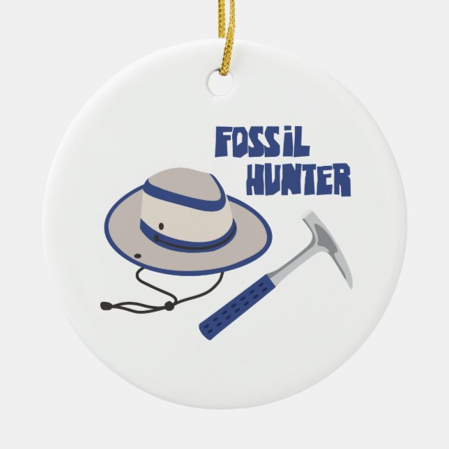 Fossil Hunter Ceramic Ornament (Front)