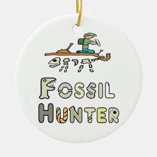 Fossil Hunter Ceramic Ornament (Front)