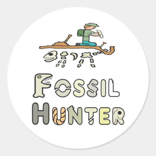 Fossil Hunter Classic Round Sticker (Front)