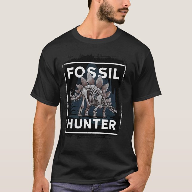 Fossil Hunter Dinosaur Skeleton Graphic T-Shirt (Front)