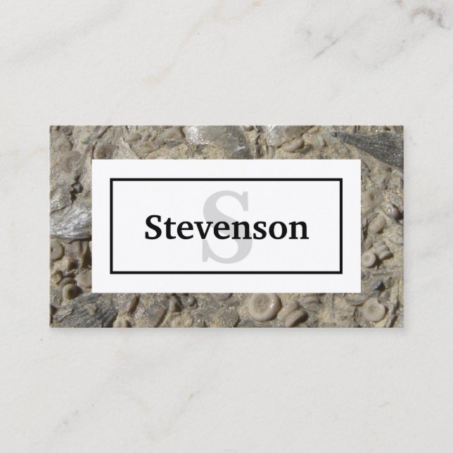 Fossil Limestone Rock with Your Name and Monogram Business Card (Front)