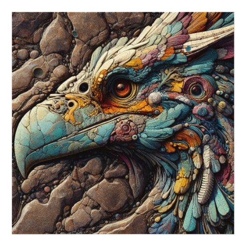 Fossil Of An Extinct Bird In Rocks _ AI Art Photo Print