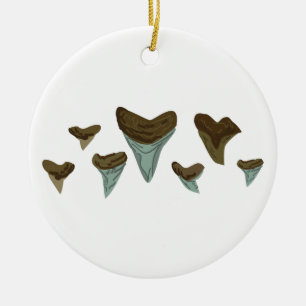 Fossil Shark Teeth Ceramic Ornament
