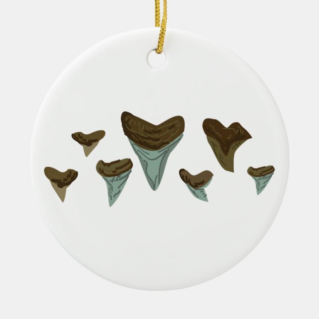 Fossil Shark Teeth Ceramic Ornament (Front)