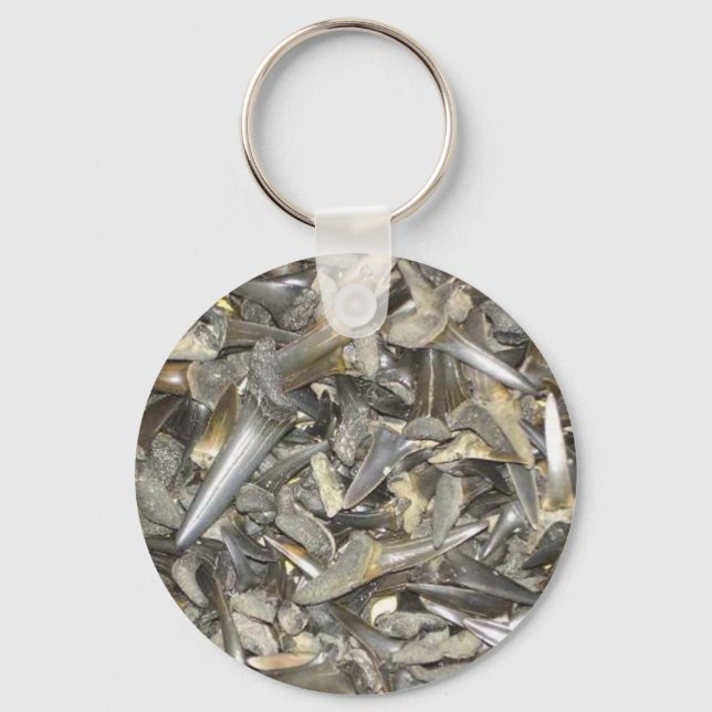 Fossil shark teeth pattern keychain (Front)