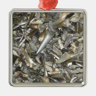 Fossil shark teeth pattern metal ornament