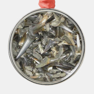 Fossil shark teeth pattern metal ornament