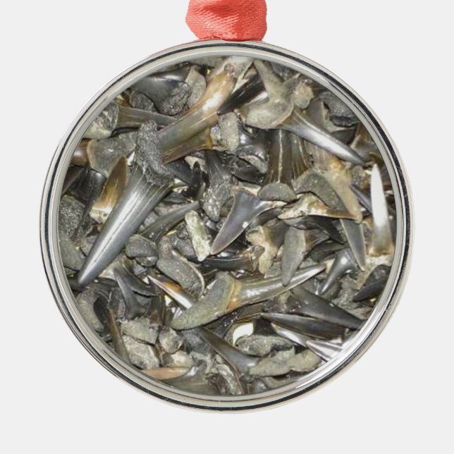 Fossil shark teeth pattern metal ornament (Front)
