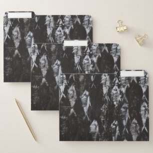 Fossil White Fish on Black Background File Folder