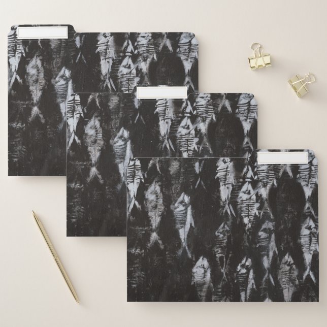 Fossil White Fish on Black Background File Folder (Set)
