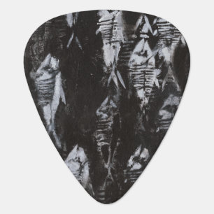 Fossil White Fish on Black Background Guitar Pick