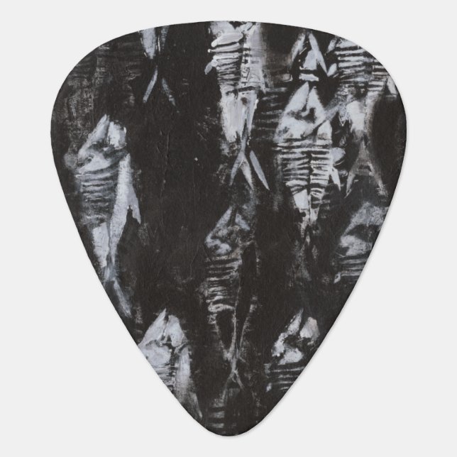 Fossil White Fish on Black Background Guitar Pick (Front)