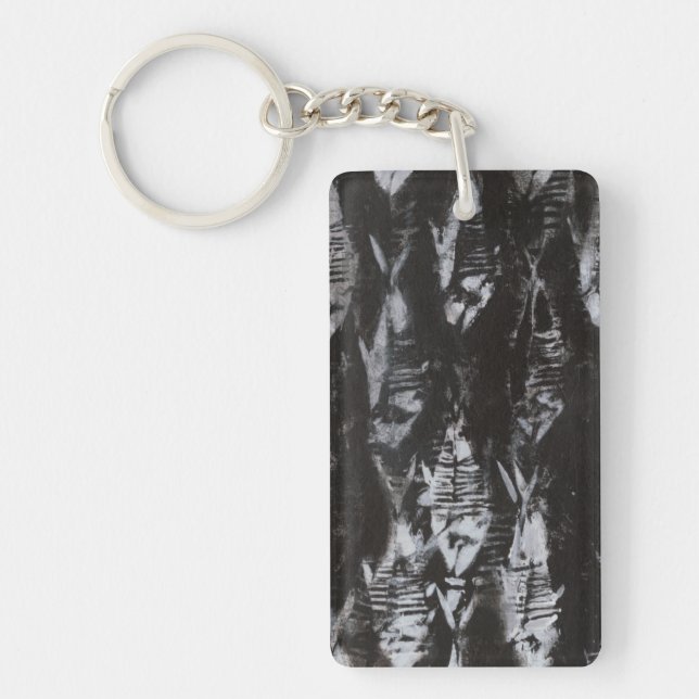 Fossil White Fish on Black Background Keychain (Front)