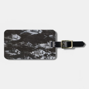 Fossil White Fish on Black Background Luggage Tag