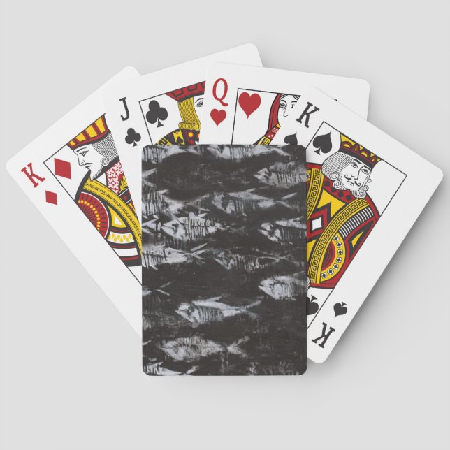 Fossil White Fish on Black Background Poker Cards (Back)