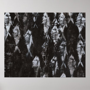Fossil White Fish on Black Background Poster