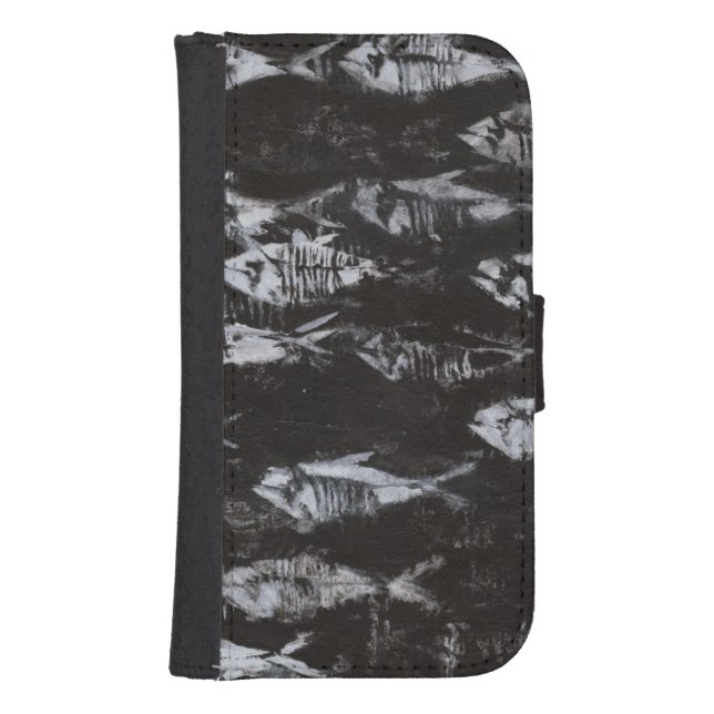 Fossil White Fish on Black Background Samsung Galaxy Wallet Case (Front)