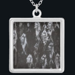 Fossil White Fish on Black Background Silver Plated Necklace<br><div class="desc">This fossil-inspired image is perfect for your fish collection. This image is simple as it only includes two colors:black and white. Choose this artprint today on your product.</div>