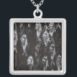 Fossil White Fish on Black Background Silver Plated Necklace<br><div class="desc">This fossil-inspired image is perfect for your fish collection. This image is simple as it only includes two colors:black and white. Choose this artprint today on your product.</div>
