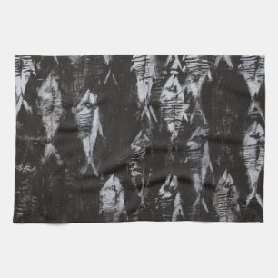 Fossil White Fish on Black Background Towel