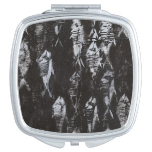 Fossil White Fish on Black Background Vanity Mirror