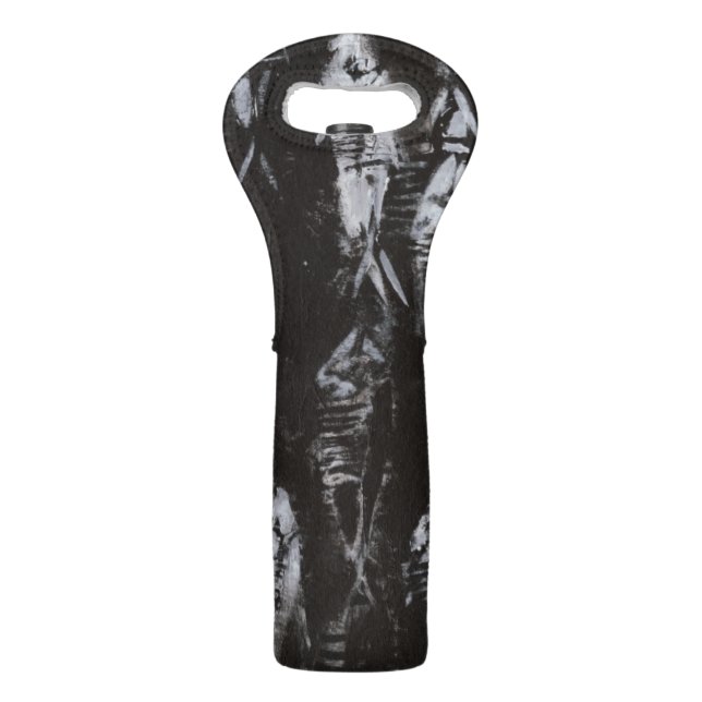 Fossil White Fish on Black Background Wine Bag (Back)